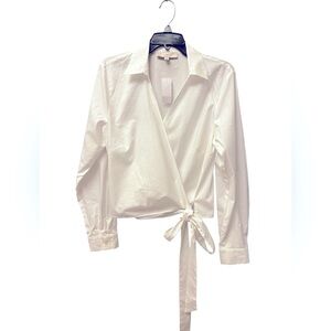 Loft White Wrap Blouse- size Medium NWT